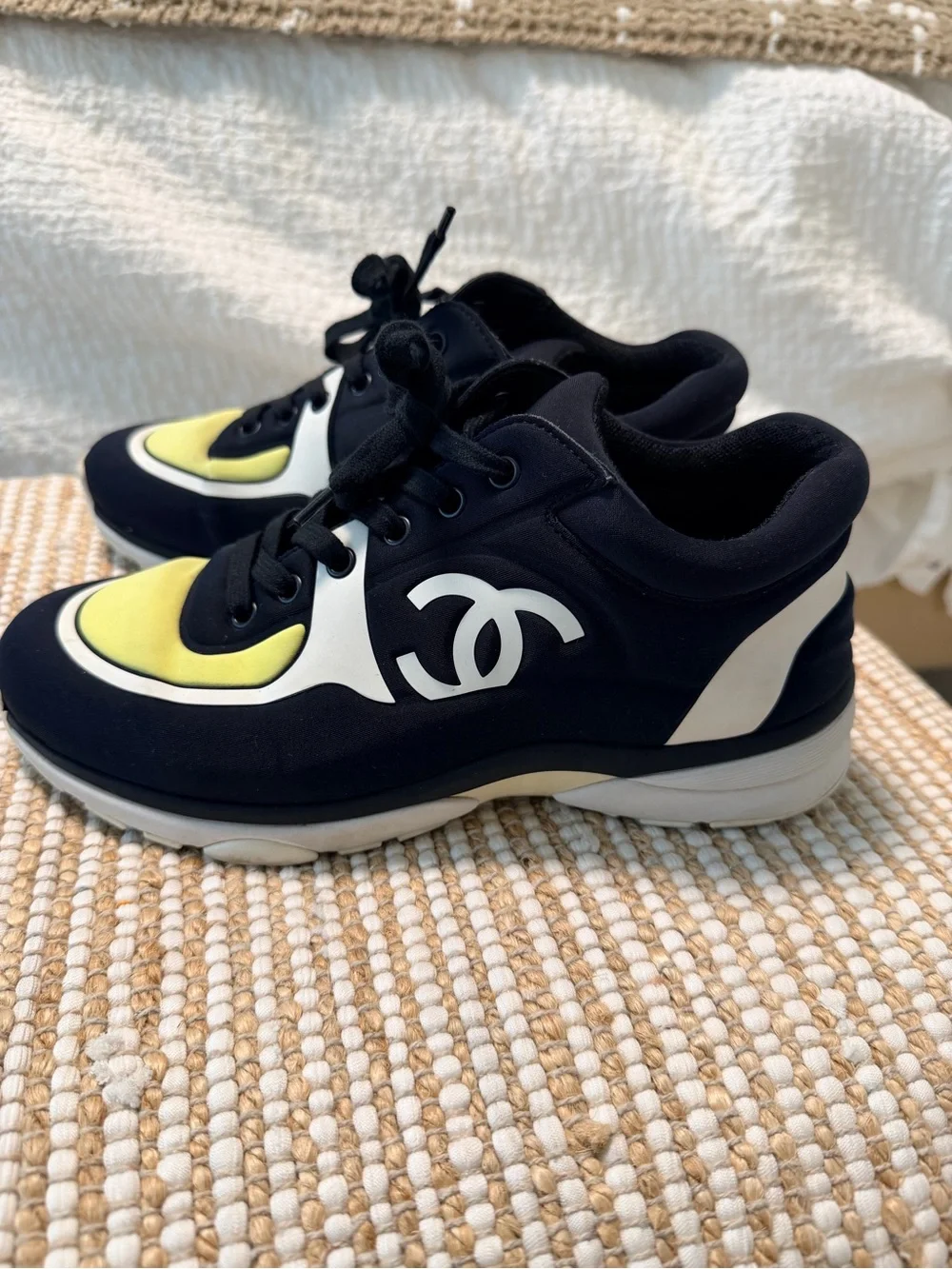 CHANEL Black, White & Yellow Women’s Sport Sneakers